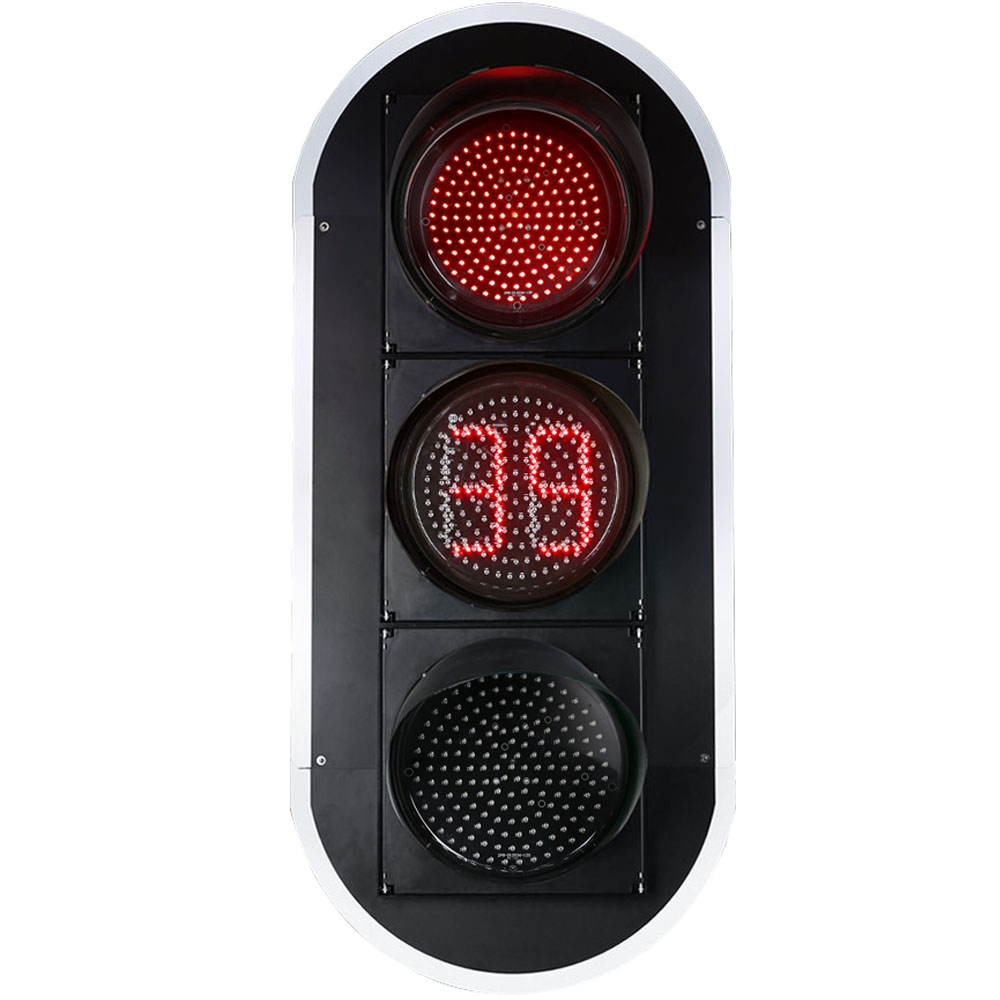 Niedrigleistungs-Ampel mit roter/gelber/grüner Vollkugel und Countdown-Timer